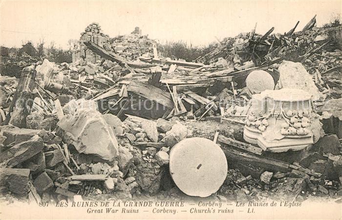 Corbeny Kriegszerstoerung Ruines Eglise