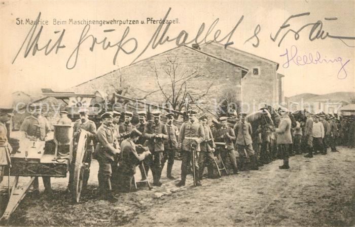 Saint Maurice sur Loire Beim Maschinengewehrputzen und Pferdeap