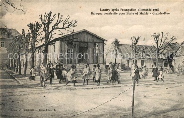 Lagny-sur-Marne apres l’occupation allemande 1918 Baraque construite pour Ecole