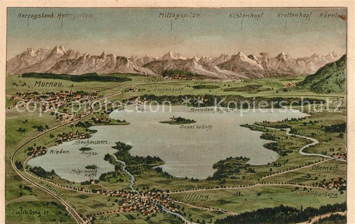 Murnau Staffelsee Panoramakarte mit Uffing