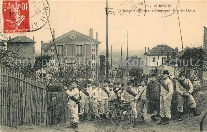 Suresnes Telegraph Militaire de Campagne Pose des Lignes