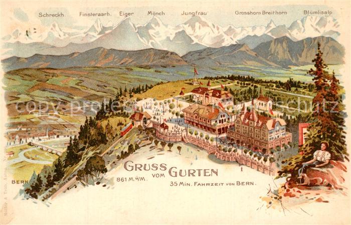 Gurten Bern Panorama mit Schweizer Alpen