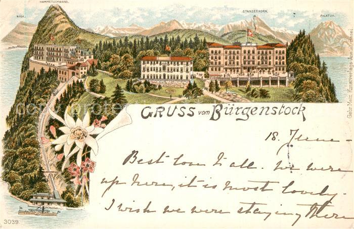 Buergenstock Vierwaldstaettersee mit Rigi Hammetschwang Stanserhorn Pilatus