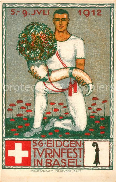 Basel BS Plakat 56stes Eidgenoess Turnfest Basel 1912