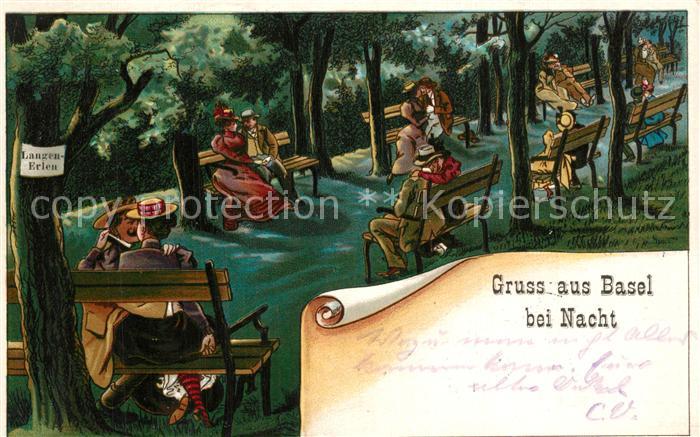 Basel BS Langen Erlen bei Nacht