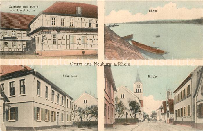Neuburg Rhein Gasthaus zum Schiff Rheinpartie Schulhaus Kirche