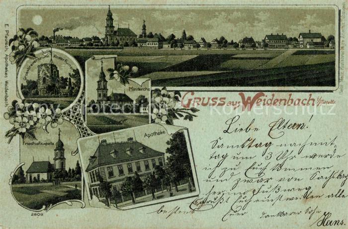 Weidenbach Mittelfranken Panorama Friedhofkapelle Apotheke Pfarrkirche
