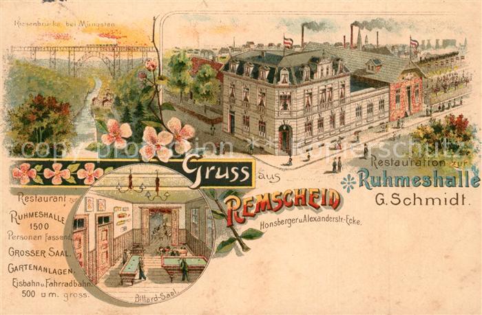 Remscheid Restauration zur Ruhmeshalle Riesenbruecke bei Muengsten Billard Saal