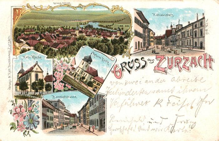 Zurzach Rathausplatz Kath Kirche Reform Kirche Bahnhofstrasse