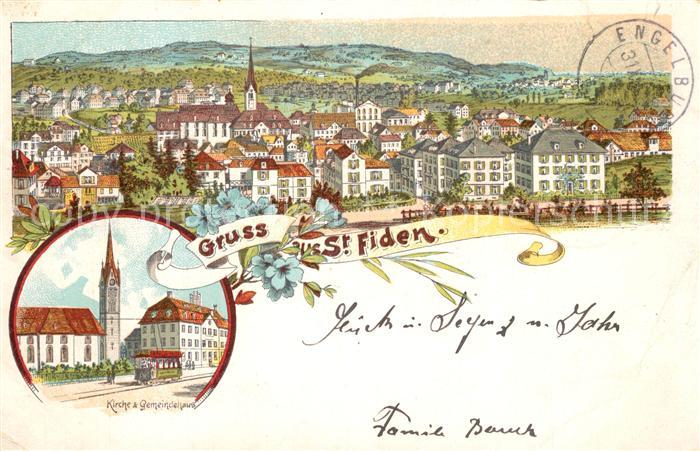 St Gallen SG Panorama St Fiden Kirche Gemeindehaus