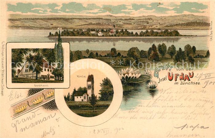 Insel Ufnau Panorama Gasthaus Kirche