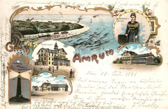 Amrum Seehospiz Leuchtthurm Seehospiz Trachtenmaedchen