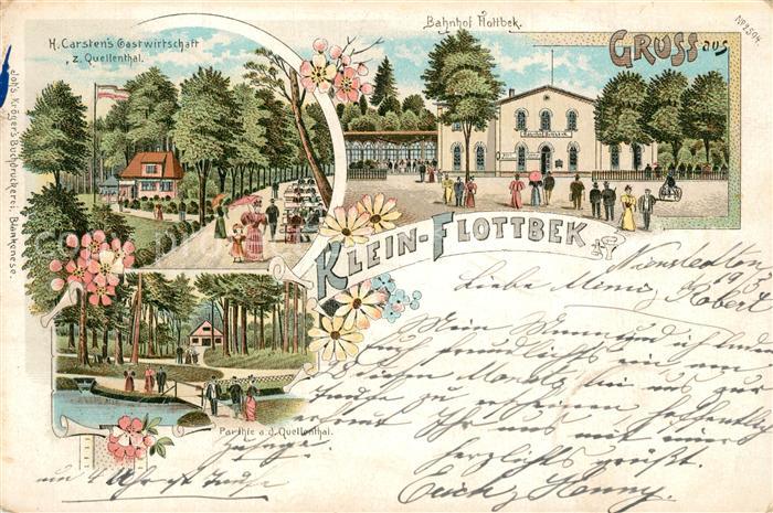 Klein Flottbek Gastwirtschaft zum Quellenthal Bahnhof Holtbek Quellenthalpartie