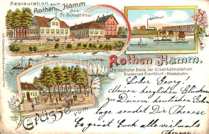 Niederrad Frankfurt am Main Restauration zum Rothen Hamm Bruecke Park