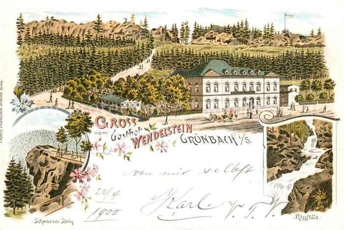 Gruenbach Vogtland Gross Gasthof Wendelstein Schwarzer Stein Rissfaelle