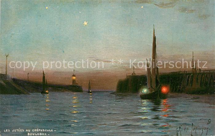 Boulogne-sur-Mer Les Jetees au Crepuscule