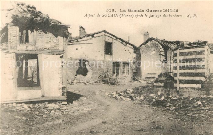 Souain-Perthes-les-Hurlus Aspect apres le passage des barbares Guerre 1914-15