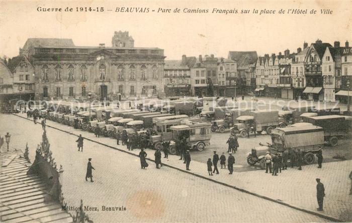 Beauvais 60 Parc de Camions Francais sur la place d