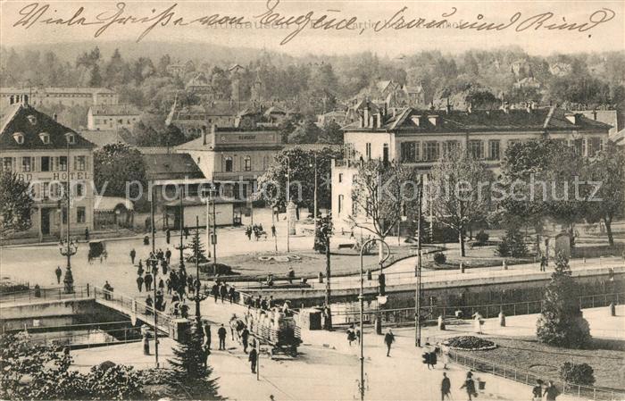 Muelhausen Elsass Partie beim Bahnhof Bruecke