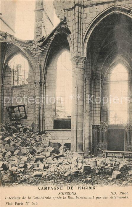 Soissons Aisne Cathedrale Bombardement par les Allemands