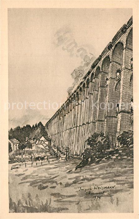 Chaumont 52 Viadukt Kuenstlerkarte Weismann