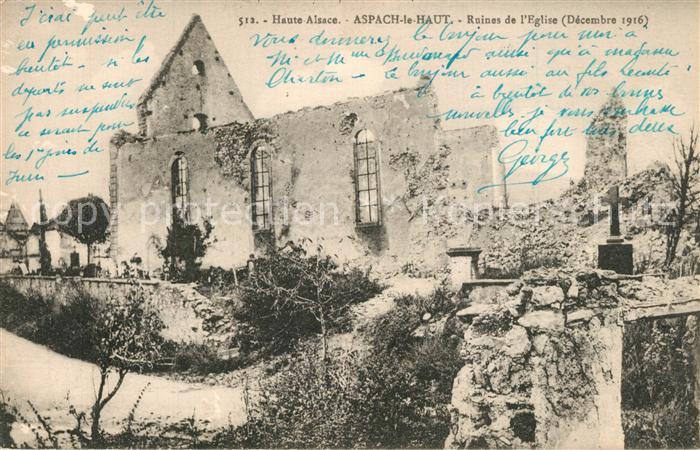 Aspach Haut-Rhin Kirchenruine I. Weltkrieg