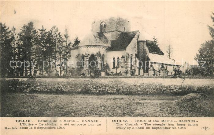 Bannes Marne Kriegsruine Kirche 1. Weltkrieg
