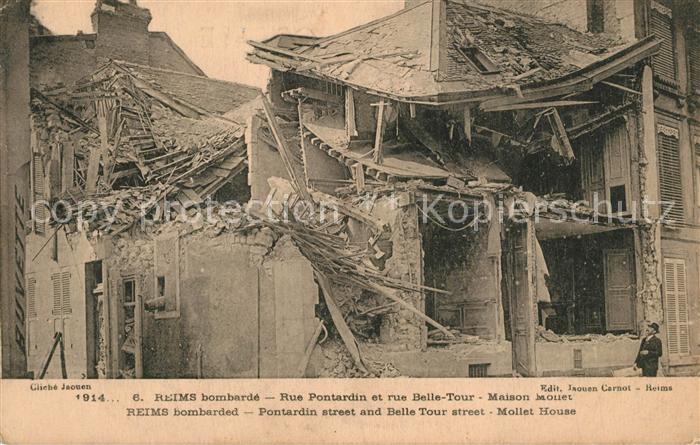 Reims-la-Brulee Rue Pontardin rue Belle Tour Bombardeme