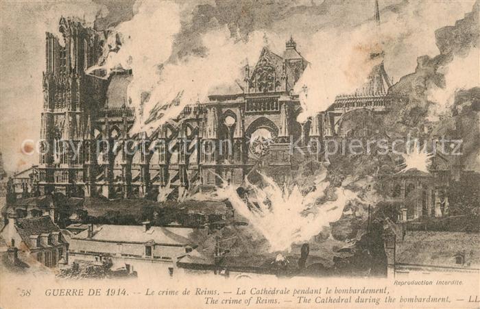 Reims Champagne Ardenne Le crime Cathedrale pendant le bombarde