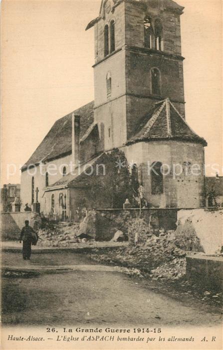Aspach Haut-Rhin Eglise Bombardement