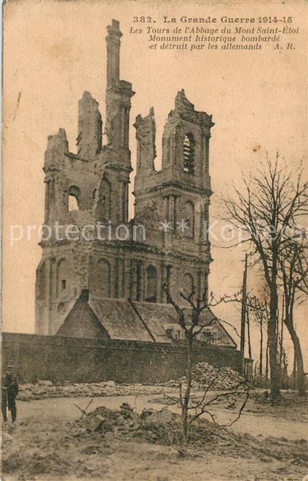 Mont-Saint-Eloi Les Tours Abbaye Bombardement