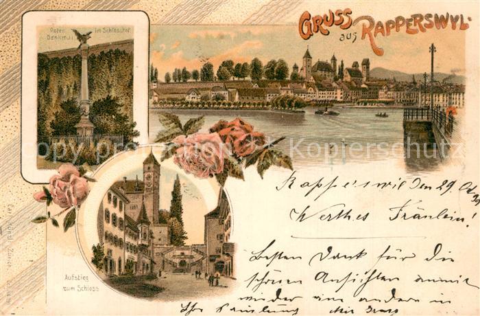 Rapperswil SG Aufstieg zum Schloss Polendenkmal Schloss