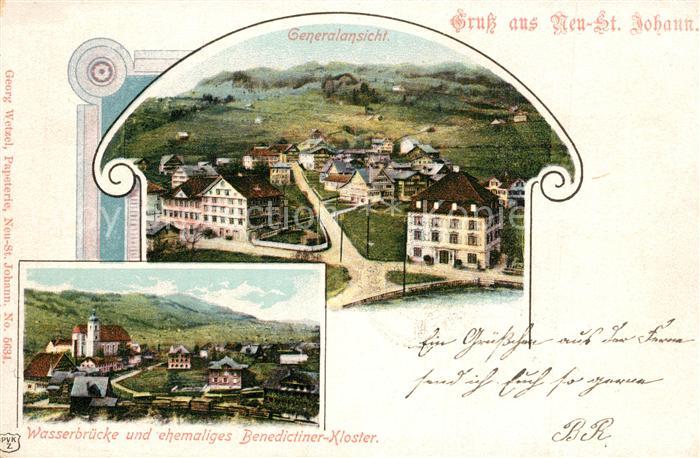 Neu St Johann Panoram Wasserbruecke ehemaliges Benediktiner Kloster