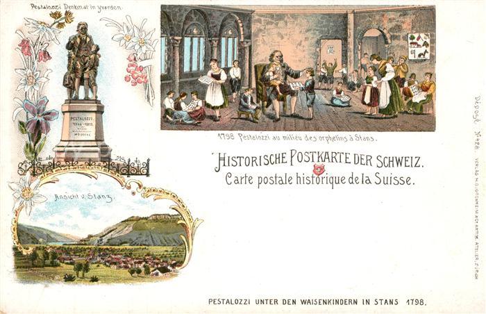 Stans NW Pestalozzi Denkmal Yverdon Pestalozzi Milieu