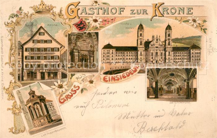 Einsiedeln SZ Gasthof zur Krone Kirche Kloster Liebfrauenbrunnen