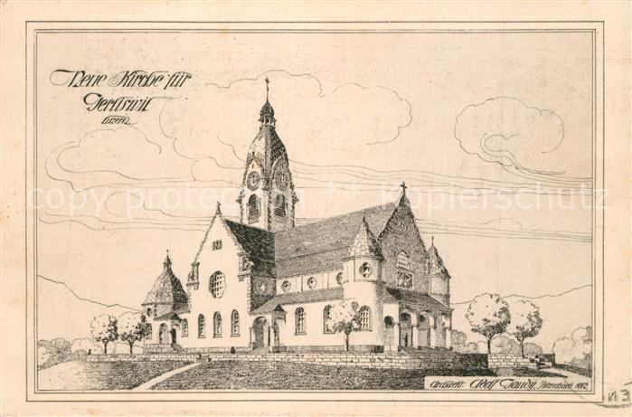 Gerliswil Emmenbruecke Neue Kirche Zeichnung Architekt Gaudy 1912