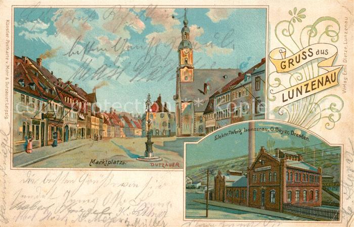 Lunzenau Marktplatz Elektrisches Werk Kuenstler Dutzauer