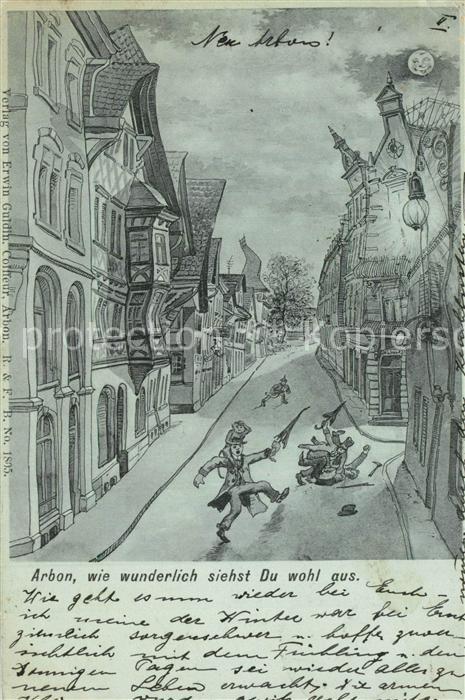 Arbon  TG Karikatur Mondschein