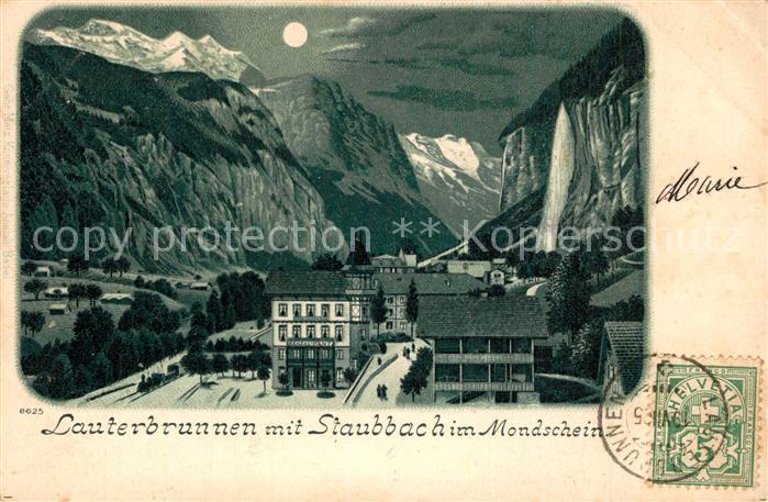 Lauterbrunnen BE Staubbach Mondschein