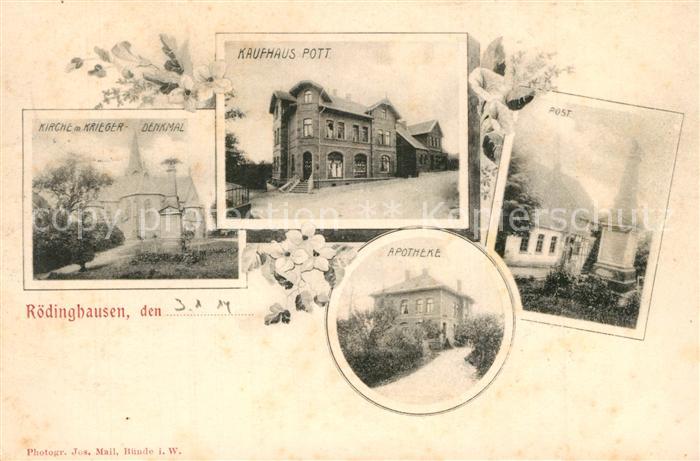 Roedinghausen Kaufhaus Pott Kirche Krieger Denkmal Apotheke