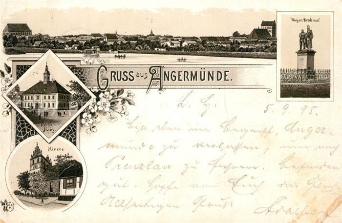Angermuende Kaiser Denkmal Rathaus Kirche