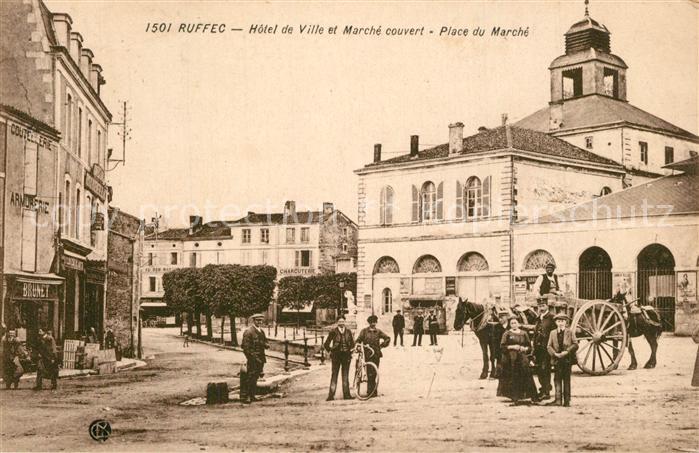 Ruffec Charente 'Hotel de Ville Marche couvert Place du Marche