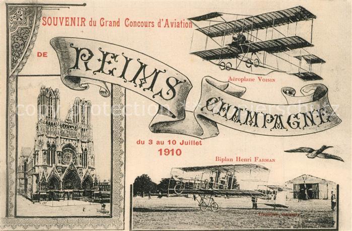 Reims Champagne Ardenne Aeroplane Voisin Biplan Henri Farman Kathedrale