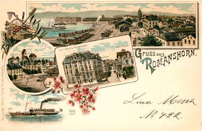 Romanshorn TG Bank und Postgebaeude Kirche Schloss Institut