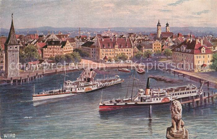 Verlag WIRO Wiedemann Nr. 2366 C Lindau Bodensee Dampfer
