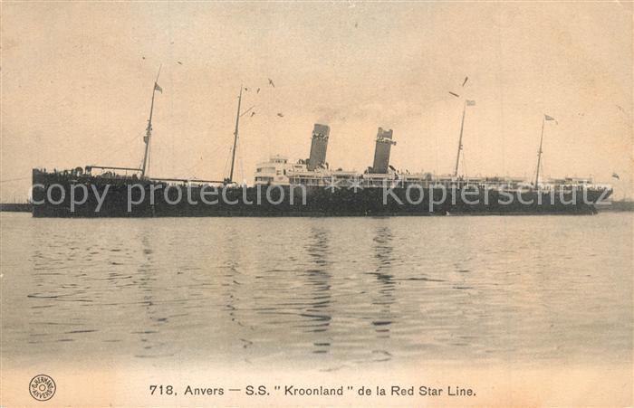 Dampfer Oceanliner S.S. Kroonland Red Star Line Anvers