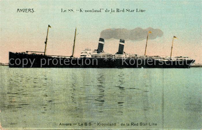 Dampfer Oceanliner SS Kroonland Red Star Line Anvers