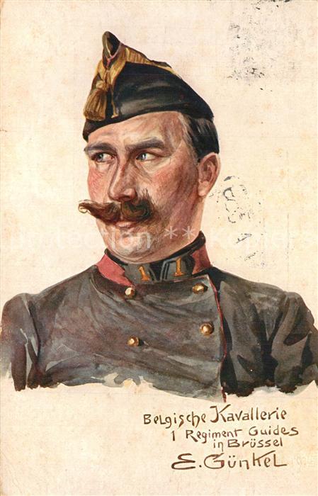 Kavallerie J?ger zu Pferde WK1 Belgien 1. Regiment Guides Br?ssel K?nstlerkarte