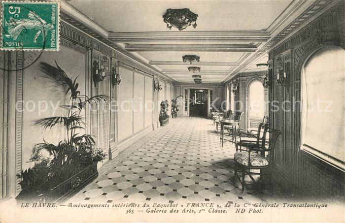 Dampfer Oceanliner Paquebot France Galerie des Arts 1re Cl