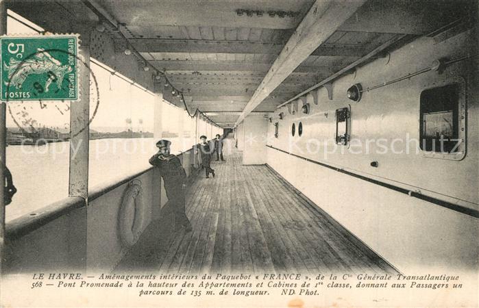 Dampfer Oceanliner Paquebot France Pont Promenade Le Havre